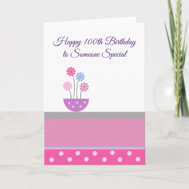 Carte Design floral Personnalisé 100e anniversaire (Devant)