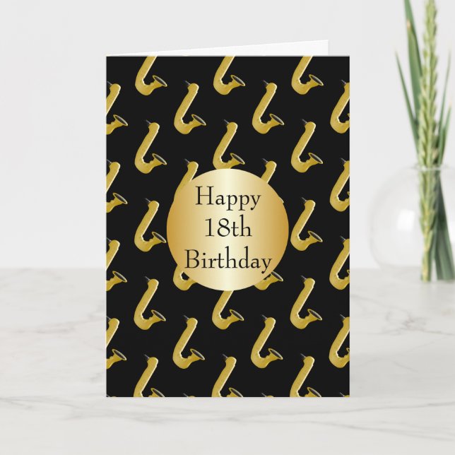 Carte Design saxophone Personnalisé 18e anniversaire (Devant)