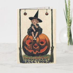 Carte Designs Halloween sorcière vintage