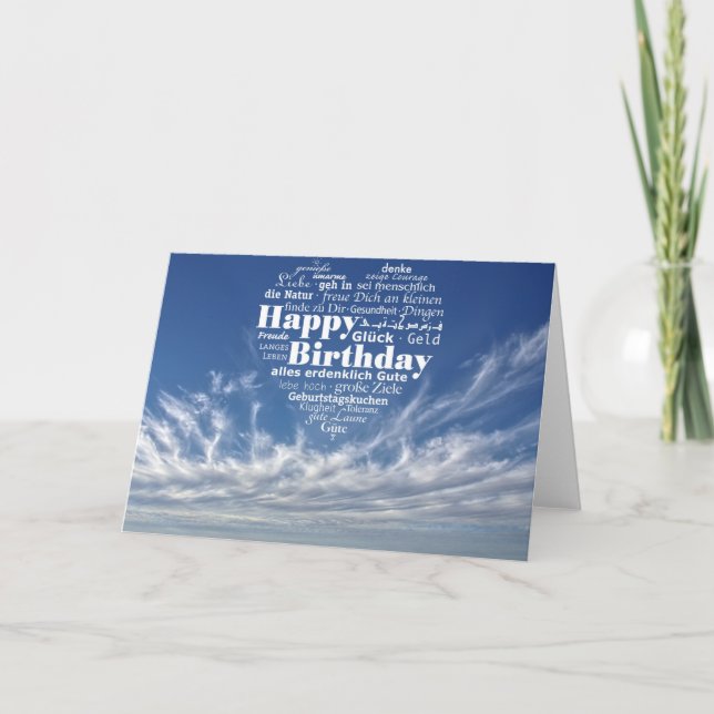 Carte Désir d'anniversaire en plusieurs langues (Devant)