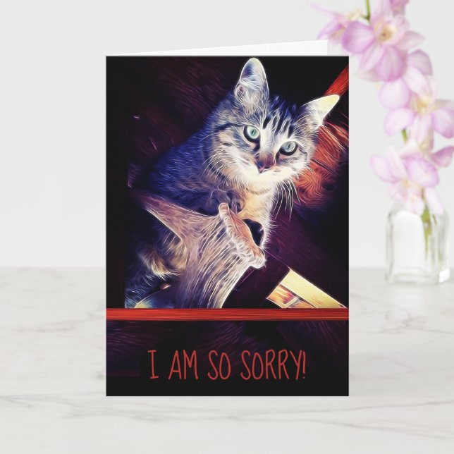 Carte Désolé avec retard Mignon chaton remplaçable Photo (Orchidée)