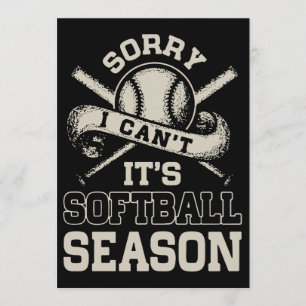 Carte désolé je ne peux pas ses t-shirts de softball