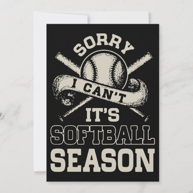 Carte désolé je ne peux pas ses t-shirts de softball (Devant)