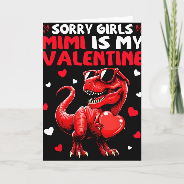 Carte Désolé les filles Mimi est mon dinosaure monstre d (Devant)