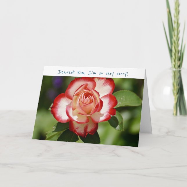 Carte Désolé, Pardonnez-moi, Red White Rose (Devant)