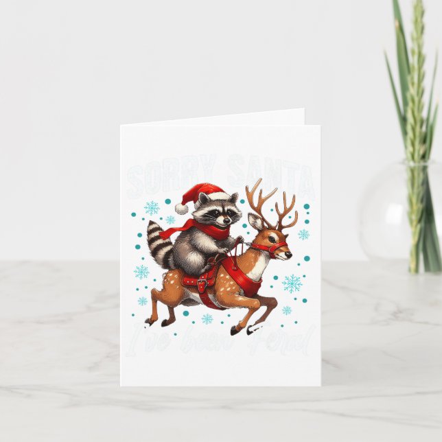 Carte Désolé Père Noël J'ai été Feral Cute Raccoon Noël (Devant)