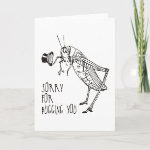 Carte Désolé pour le bogue : sauterelle Vintage / cricke