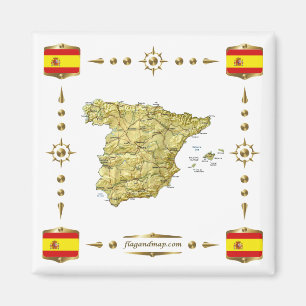 Carte d'Espagne + Pavillons Magnet