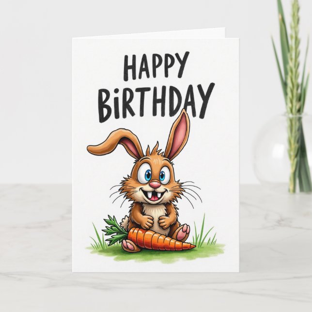 Carte d'esquisse de lapin joyeux (Devant)