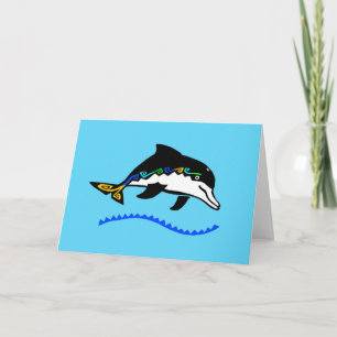 Carte Dessin à la main - DOLPHIN - Nature -Océan bleu
