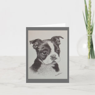 Carte Dessin à l'encre de Boston Terrier
