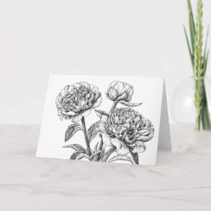 Carte Dessin à l'encre de pivoine