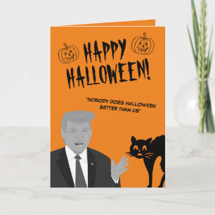 Carte Dessin amusant de Donald Trump sur Happy Halloween