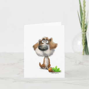 Carte Dessin animé adorable d'un chien hirsute coupable