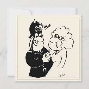 Carte Dessin animé amusant d'un policier avec un casque 