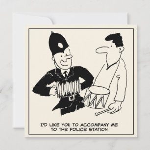 Carte Dessin animé amusant d'un policier demande à un ho