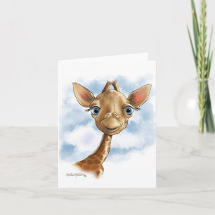 Carte Dessin animé de bébé girafe mignon