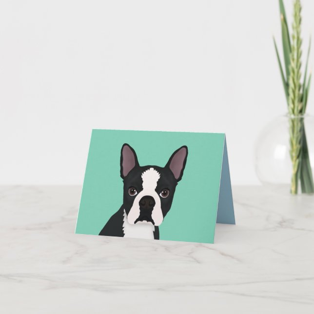 Carte dessin animé de boston terrier (Devant)