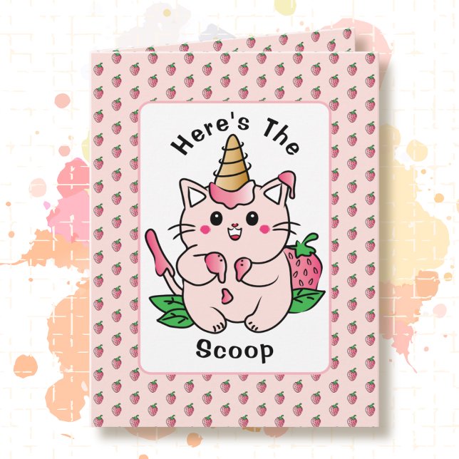 Carte Dessin animé de chat mignon glace moderne annivers (Créateur téléchargé)