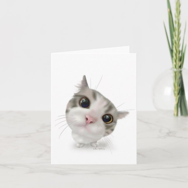 Carte Dessin animé de chaton tabby mignon (Devant)