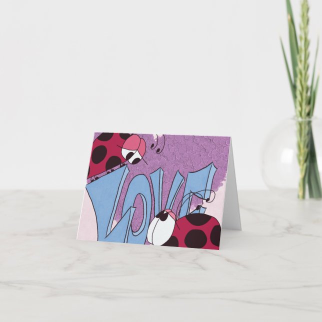 Carte Dessin animé de coccinelle adorable amour (Devant)