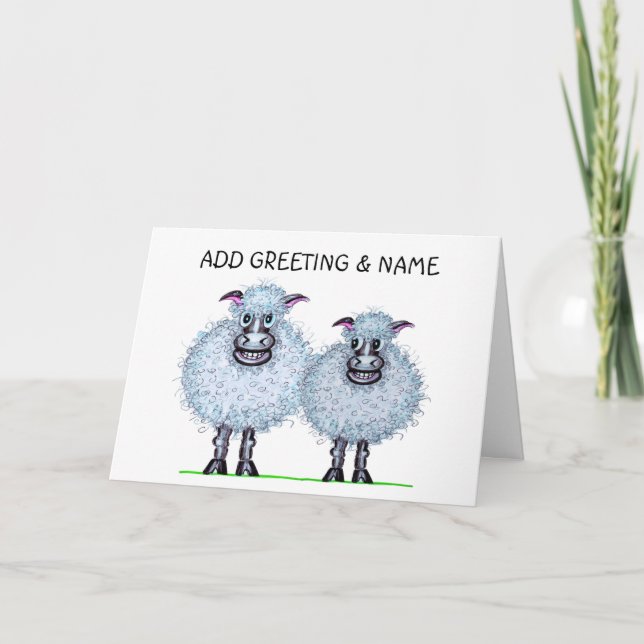 Carte Dessin animé de deux moutons mignons  (Devant)