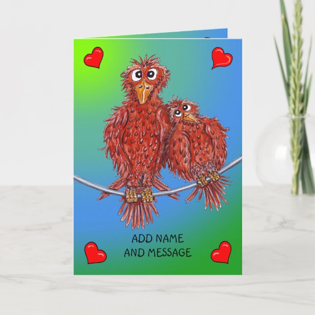 Carte Dessin animé de deux oiseaux (Devant)