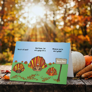 Carte Dessin animé de dinde de Thanksgiving drôle et col