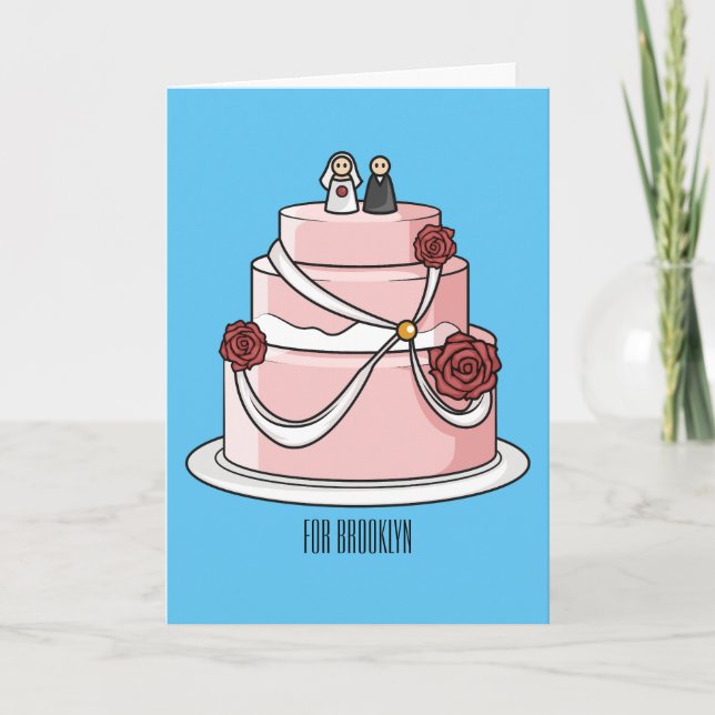 Carte dessin animé de gâteau mariage (Devant)