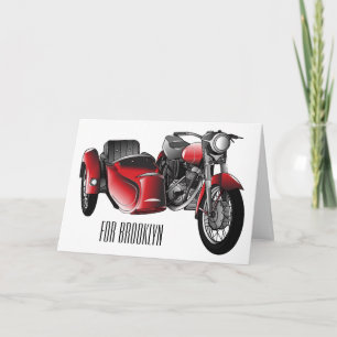 Carte dessin animé de la moto Sidecar
