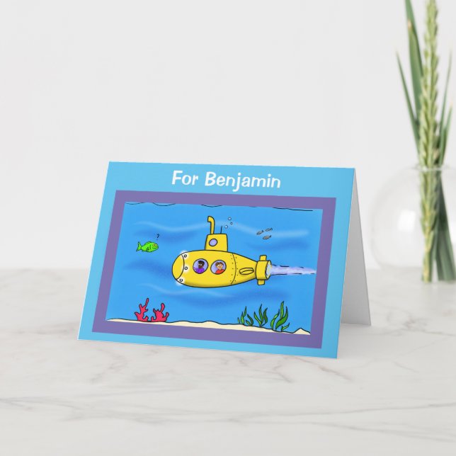 Carte Dessin animé de sous-marin heureux (Devant)