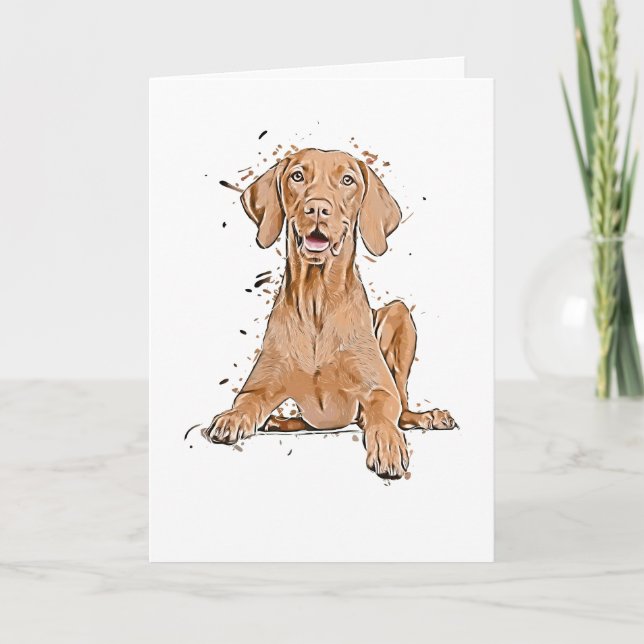 Carte Dessin animé de Vizsla assis (Devant)