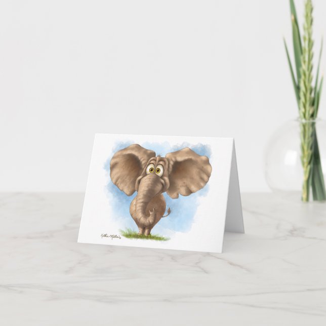 Carte Dessin animé d'éléphant mignon (Devant)
