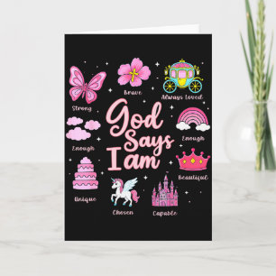 Carte Dessin animé Dieu dis Je suis fille princesse Enfa