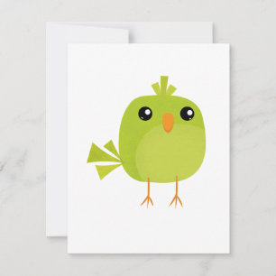 Carte Dessin animé d'oiseau vert mignon