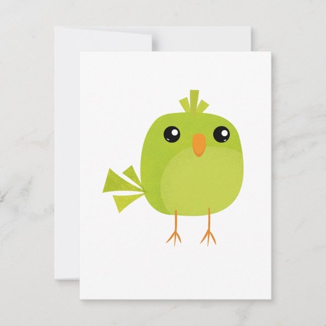 Carte Dessin animé d'oiseau vert mignon (Devant)