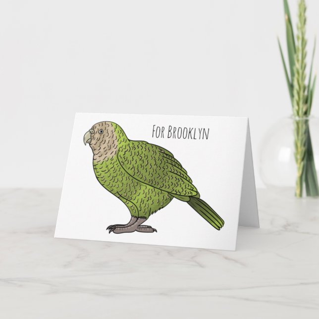 Carte dessin animé d'oiseaux de Kakapo (Devant)
