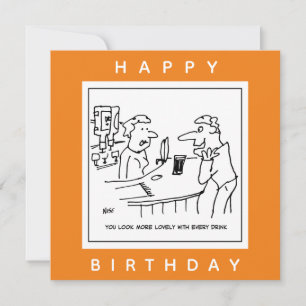 Carte Dessin animé d'un homme qui flatte une barmaid dan