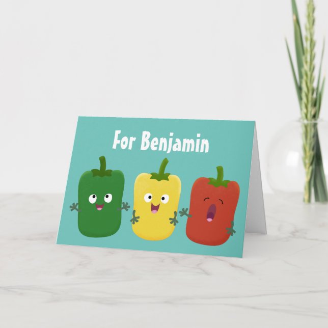 Carte Dessin animé en trio du capsicum de mûre poivre  (Devant)