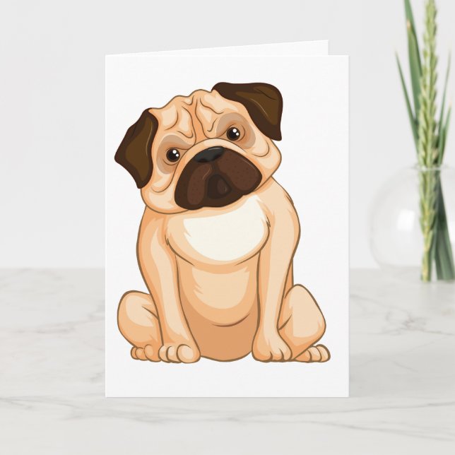 Carte Dessin animé Pug grincheux (Devant)