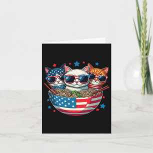 Carte Dessin Animé Ramen Chats Drapeau Américain Usa Drô