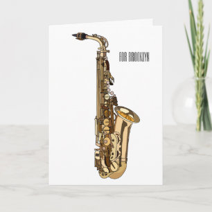 Carte dessin animé saxophone