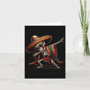 Carte Dessin animé squelette mexicain Poncho Cinco De Ma