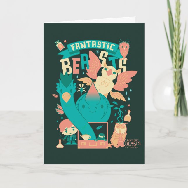 Carte Dessin Bêtes Fantastiques Avec Newt Scamander (Devant)