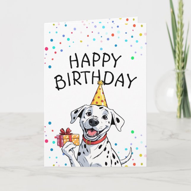 Carte Dessin Dalmatien avec cadeau Anniversaire (Devant)