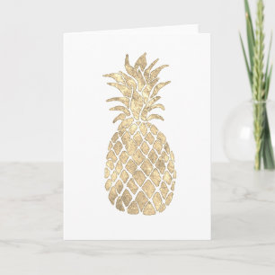 Carte dessin d'ananas à feuille d'or faux