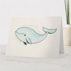 Carte Dessin de baleine de dessin animé mignon