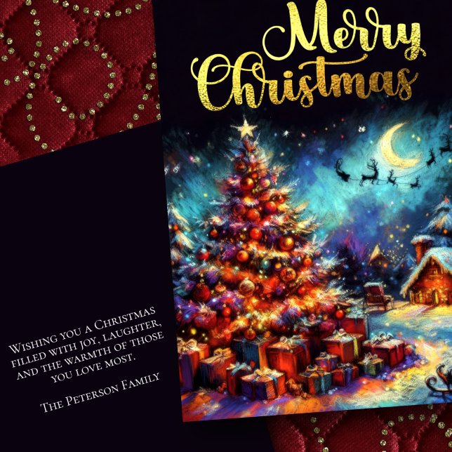 Carte Dessin de chalet Village sapin de Noël (Créateur téléchargé)