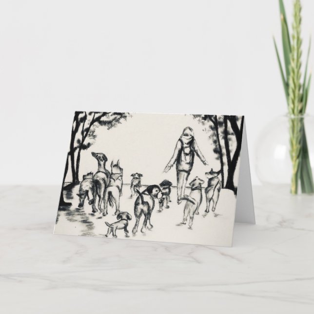 Carte Dessin de charbon de chien de Walker (Devant)