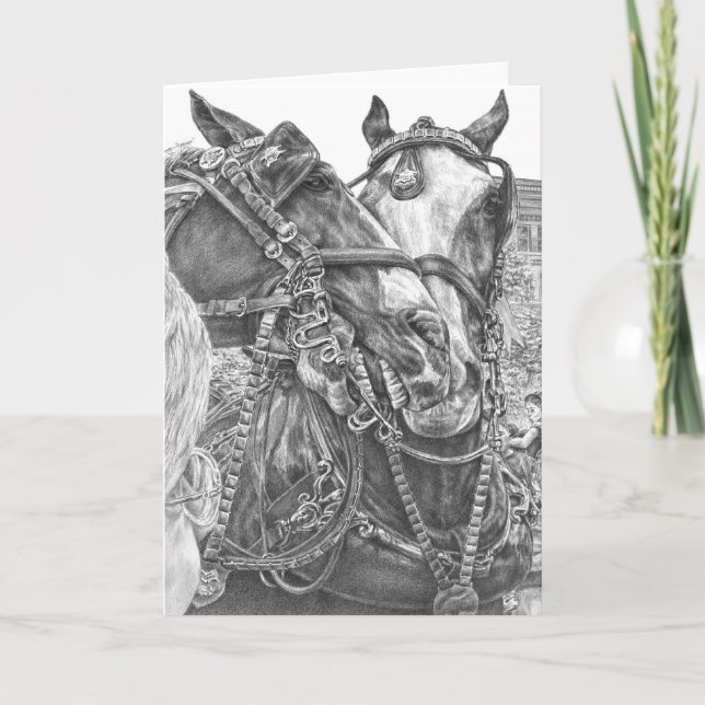 Carte Dessin de cheval de trait de Clydesdale par le (Devant)